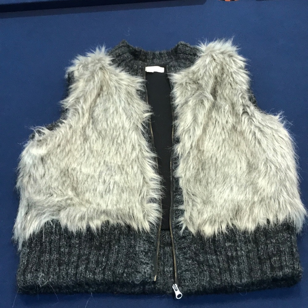 LOFT fleece lined faux fur/knit vest